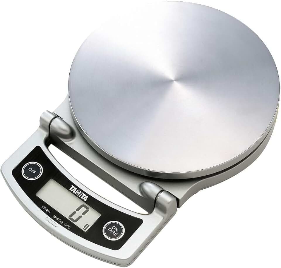 Tanita KD-400 digitale Küchenwaage 5 kg, faltbar, Edelstahl, silber, Küche