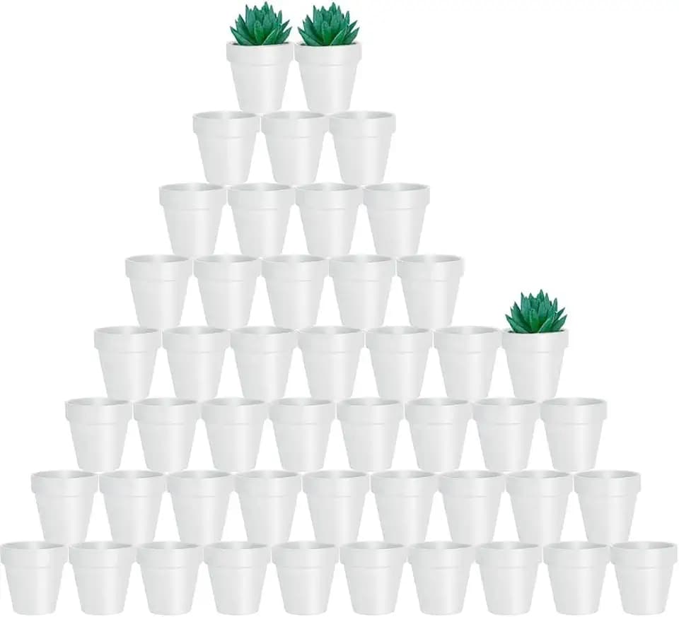 vensovo 48 Pcs 2" Tiny Terracotta Pots with Drainage,White Clay Pot