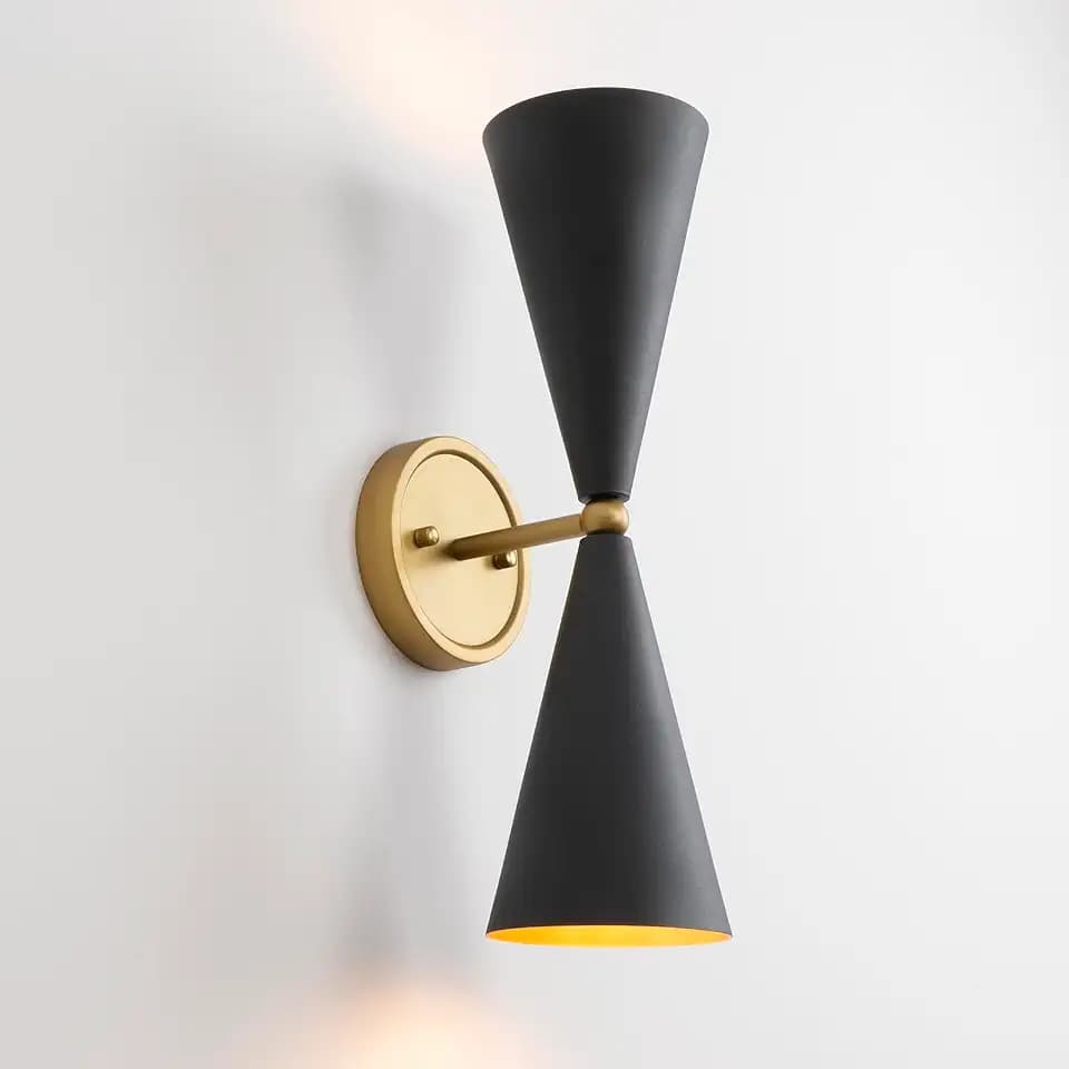 Modern Black Gold Wall Sconce, Indoor Hardwired Wall Lamp