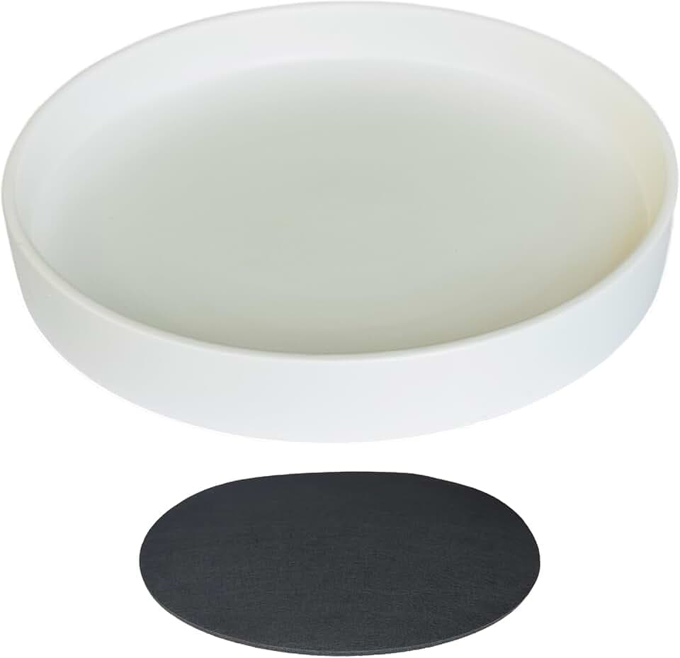 Yukfona Ceramic Plant Saucer Tray 1 Pcs 14 15 Inch White, 14.3" OD x13.5 ID x2 Deep| Fits Flower pots Bottom≤ 13.5",Heavy Duty Glazed Round Planter Drip with Catch Basin for Indoor Outdoor Plants