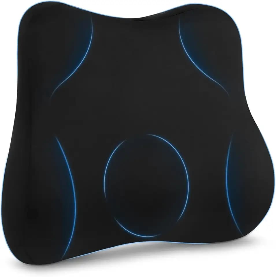 Ergonomisches Lendenkissen aus Memory Foam, Lordosenstütze zur Schmerzlinderung im unteren Rücken, Rückenstütze mit atmungsaktivem Bezug für Auto, Büro & Zuhause, Schwarz