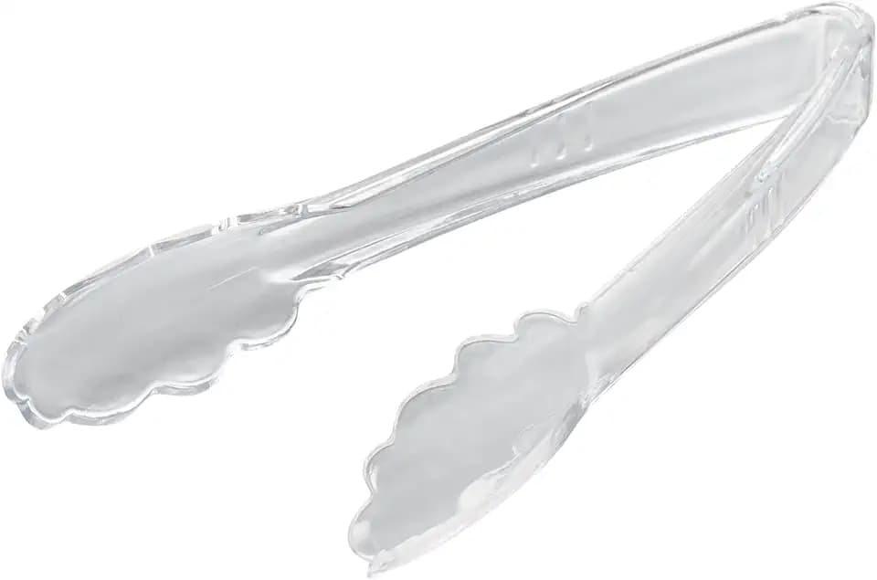 Restaurantware Tongs 10 Pack Of 7 1/2” Heavy-Duty Plastic Kitchen Tongs with Scalloped Edges Disposable Clear Serving Utensils for Hot And Cold Foods Catered Events, Weddings, or Buffets