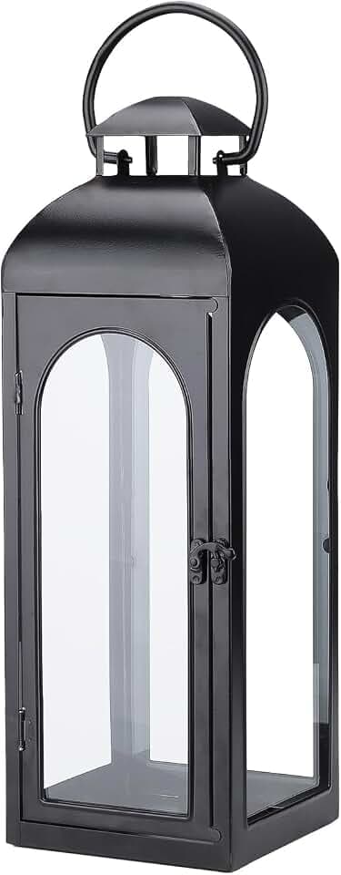 Bdor 20 Inch Outdoor Indoor Lantern Decor Black Metal Candle Lantern 1 Pack