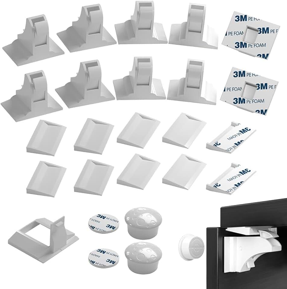 Schrankschlösser für Kinder (10 Schlösser + 2 Schlüssel), Lychico Kindersicherung, magnetische Schrankschlösser, Baby-Sicherheitsschlösser für Schränke und Schubladen, 3M-Kleber, kindersichere Riegel,
