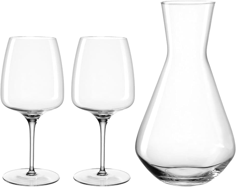 LEONARDO HOME Cesti Weinset, 3er Set, spülmaschinenfestes Wein-Set, stoßfest, hochwertige & elegante Weingläser mit niedrigem Stil, alltagstaugliche Glas-Karaffe, 061975