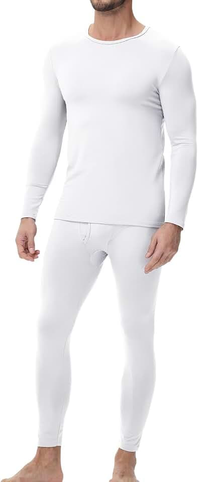 wirarpa Thermounterwäsche Herren Set Baumwolle Thermowäsche Set | Lange Unterhosen Herren, Leichtgewic Set, Weich Thermounterhemd Thermounterhose, Langarmes Unterhemd & Lange Unterhose