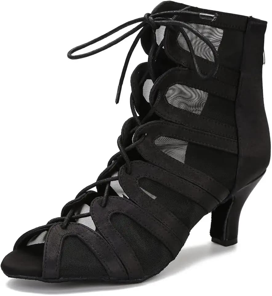 Women Ballroom Dance Boots Latin Salsa Performance Dress Practice Sandals with 2.5inch Heels YT21