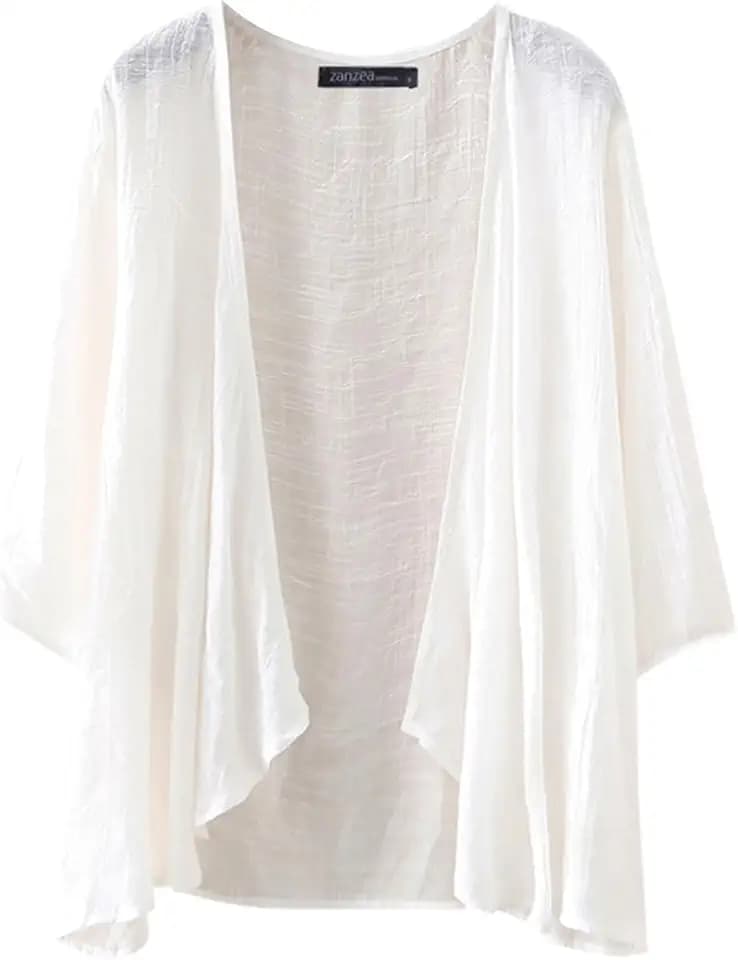 ZANZEA Chiffon-Kimono-Cardigan für Damen, vorne offen, durchsichtig, zum Schwimmen, Strand, Strandbekleidung, Bluse