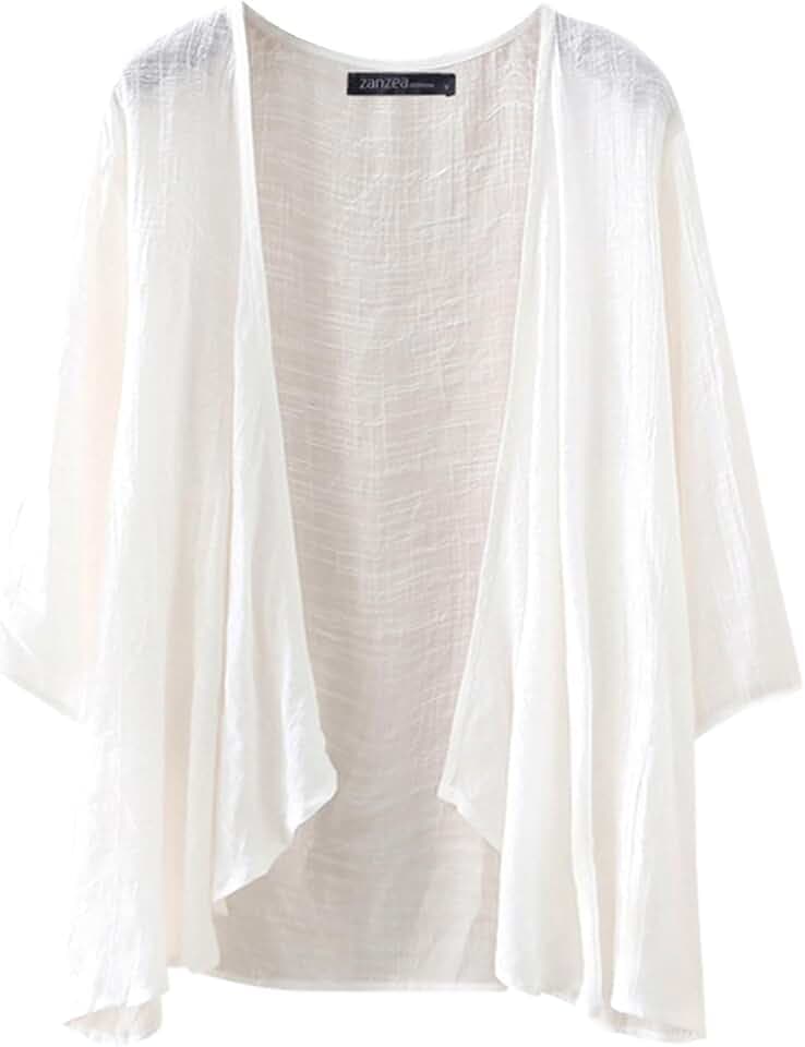 ZANZEA Chiffon-Kimono-Cardigan für Damen, vorne offen, durchsichtig, zum Schwimmen, Strand, Strandbekleidung, Bluse