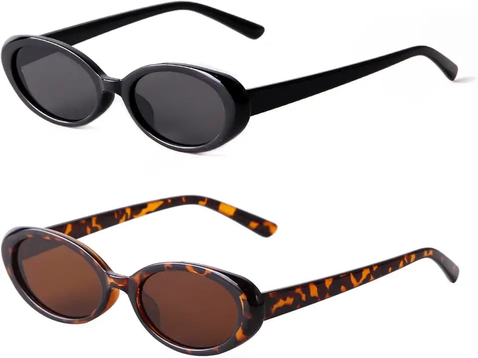 Oval Sunglasses for Women,90s Retro Small Trendy Shades