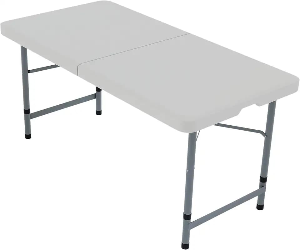 Home Vida Klapptisch, 1,2 m, robust, extra robust, für Camping, Buffet, Hochzeit, Markt, Garten, Party, Kofferraum, Picknick, für drinnen und draußen, zusammenklappbar, Weiß