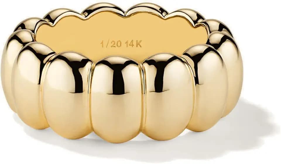 NOKMIT 14K Gold Filled Chunky Statement Rings, Stackable Band for Women