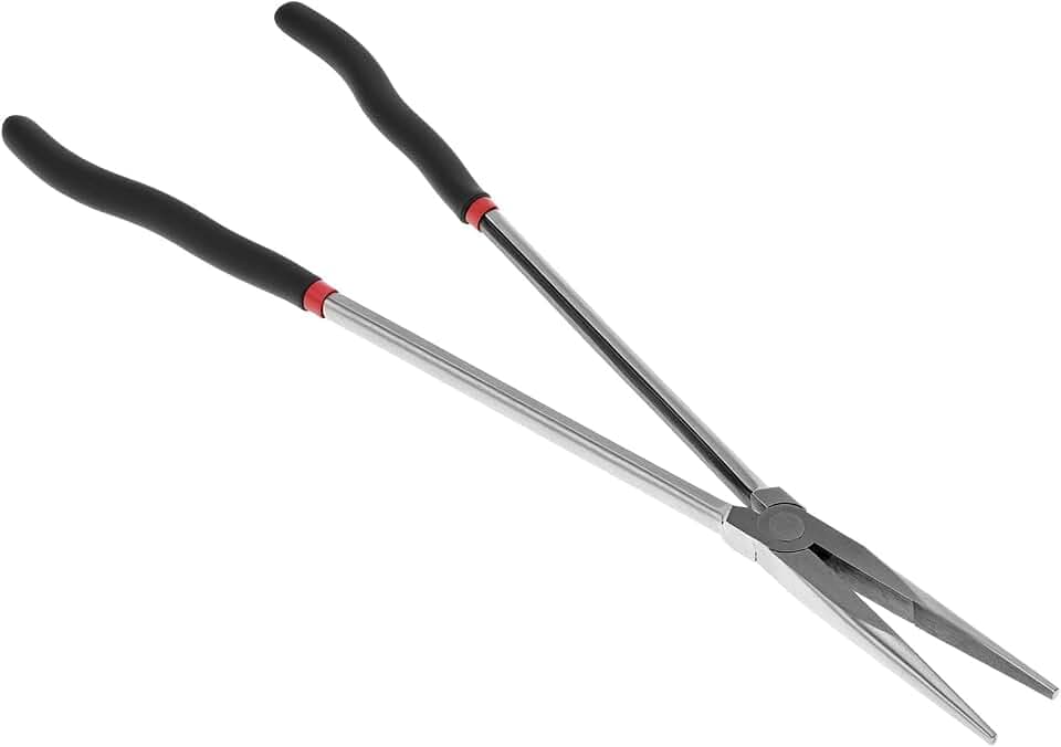 QWORK Straight Long Needle Nose Pliers, 16 Inch Long Reach Needle Nose Pliers, Straight & Bent Jaw Plier Set with Non-Slip Handles for Narrow Spaces & Precision Work