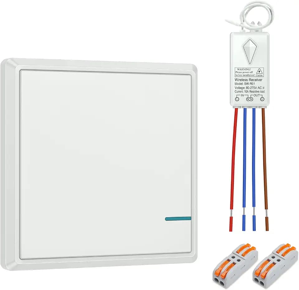 230V Lichtschalter Set Thinkbee Funkschalter mit Funktaster und Empfänger