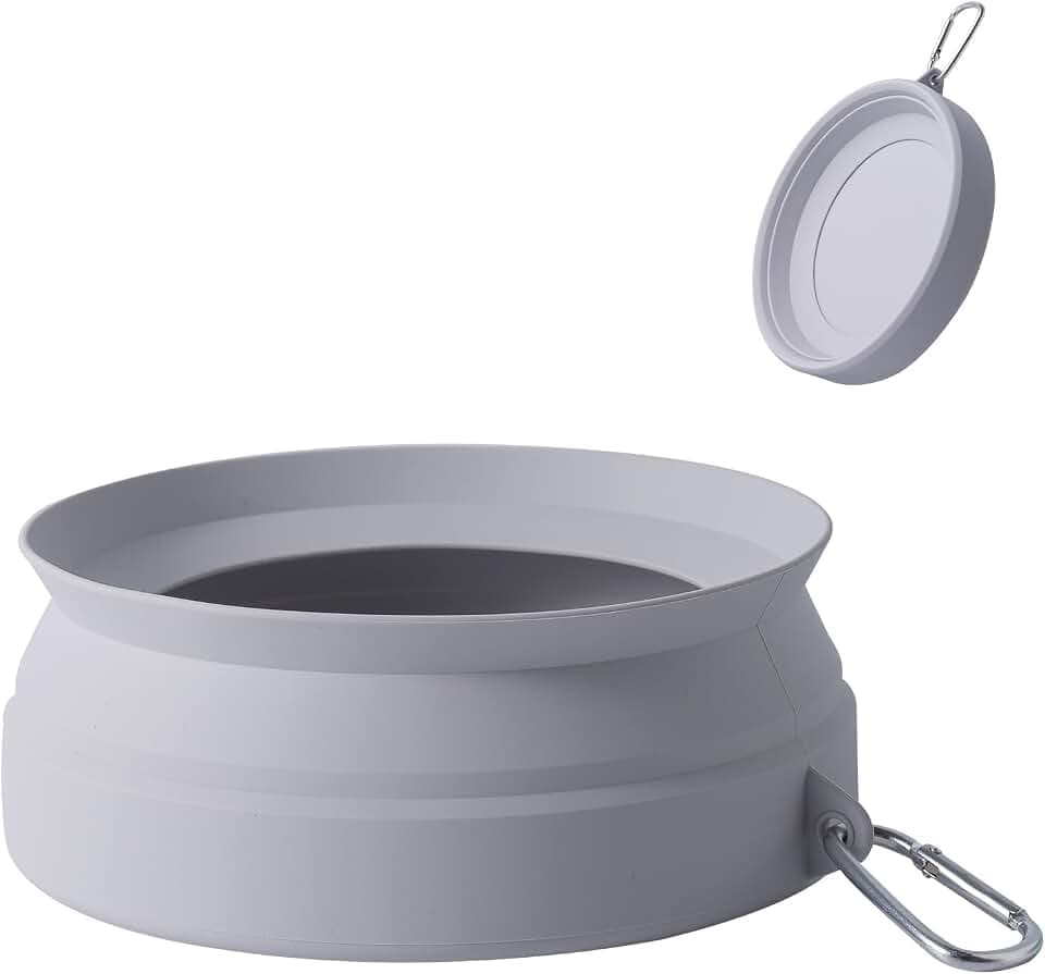SLSON Spill Proof Dog Water Bowl for Cars,Collapsible No Splash Dog Travel Bowls Integrated Molding Portable Pet Bowl for Vehicle Road Trip Truck,RV,SUV,Boat Accessories (Cold Grey)