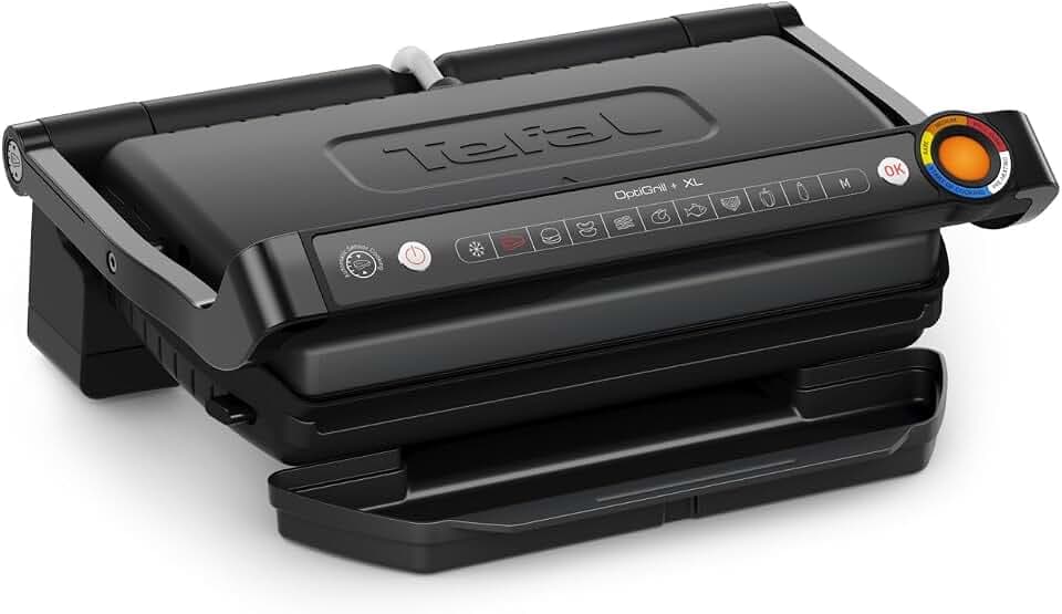 Tefal OptiGrill+ XL, Intelligenter Kontaktgrill, Perfekte Ergebnisse, Erneuerte Kochstufenanzeige, Keine Überwachung, 9 automatische Programme, Pflegeleicht, XL, Gesundes Grillen, 2000 Watt, GC727810