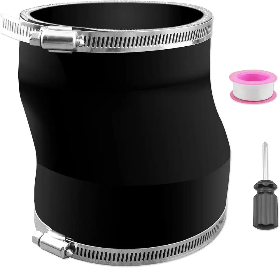 Rubber Round to Oval Duct Connector with Steel Worm Drive Clamp, Fit for Recessed Dryer Exhaust, Tube Vent Ventilation Hose Connector for House
