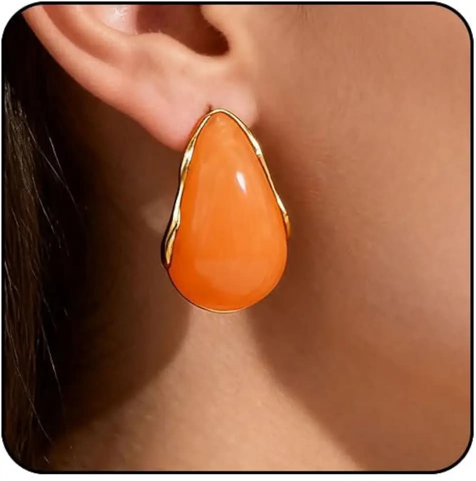 Chunky Earrings for Women Trendy Big Brown Teardrop Earrings White Large Statement Earring Lightweight Acrylic Resin Drop Earring Chunky Jewelry