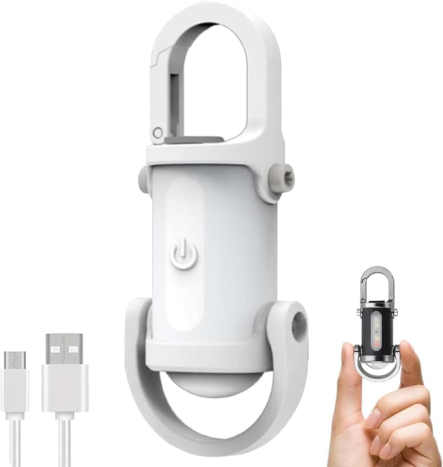 1200LM Superhelle Mini-Schlüsselanhänger-Taschenlampe Wasserdicht, Mini LED Taschenlampe Schlüsselanhänger, Taschenlampe LED Aufladbar mit Power Bank für Outdoor, Camping (Weiß)
