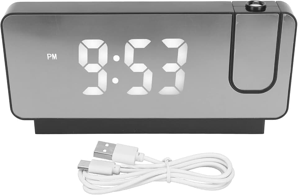 Projektionswecker, 180° Projektion, HD-LED, Schwarz