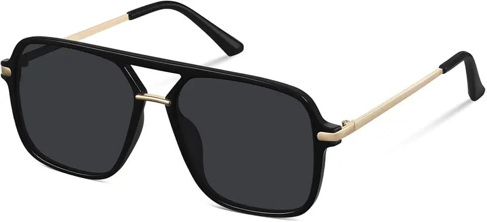 Sonnenbrille Damen Herren Polarisiert Retro UV400 Schutz Pilot Rechteckige Klassisch Trendy Vintage Pilotenbrille Damen Double Brücke Sonnenbrillen