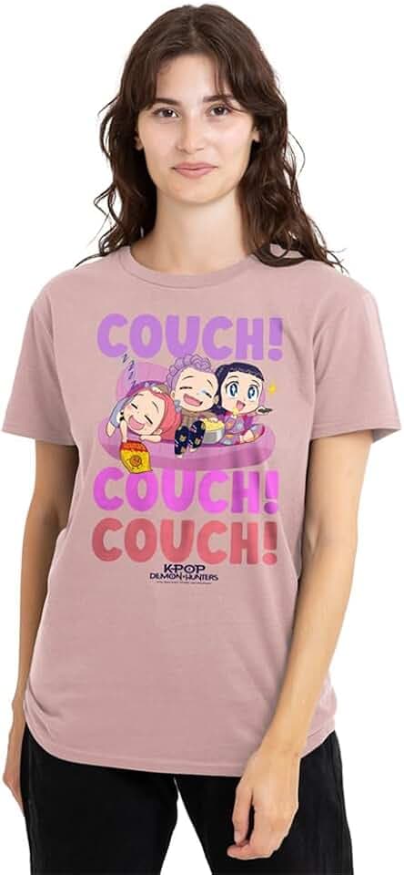 KPop Demon Hunters Damen Kpop Demon Hunters Huntrix Couch Couch Couch Ladies T Shirt, Pink T-Shirt (1er Pack)