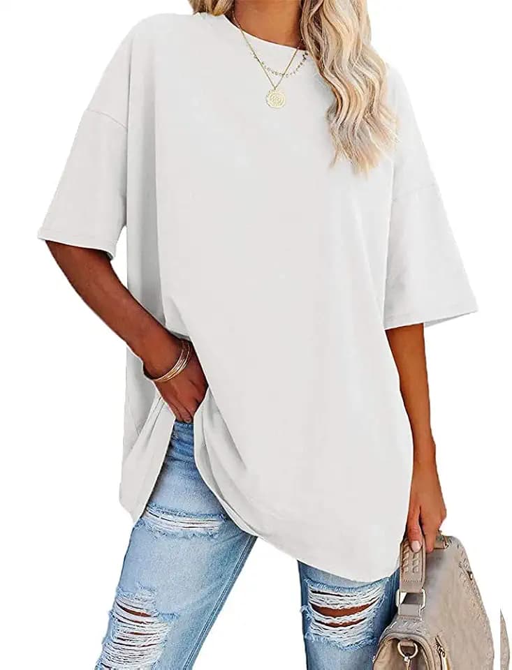 Ebifin Damen Tshirt Oversize Oberteile Rundhals