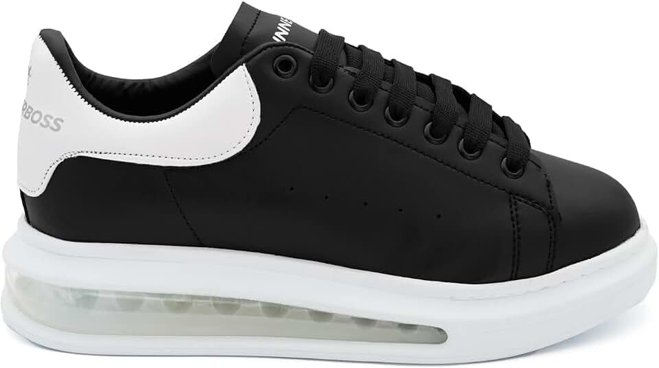 Runner Boss, Damen Sneaker zum Schnüren, Schwarz, Kunstleder, Wasserdicht und Abwischbare, Schuhgröße: 40