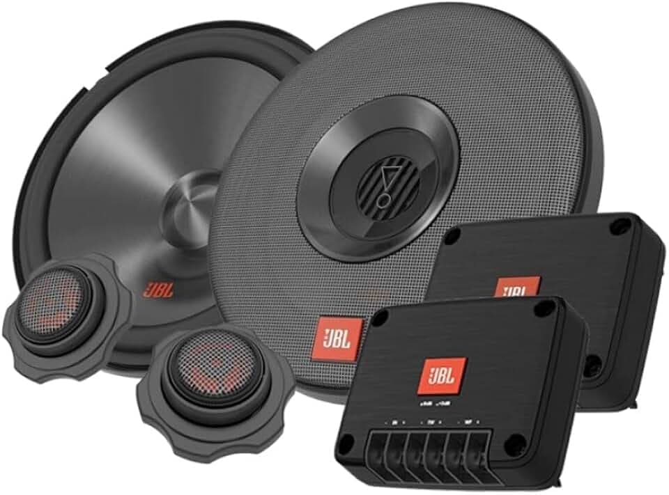 JBL Club 602CTP 2-Wege Auto Soundsystem - 210 Watt Komponenten Auto Lautsprecher Boxen Set mit 165mm Einbau Autolautsprecher, Hochtöner und Frequenzweichen, Black, 16cm