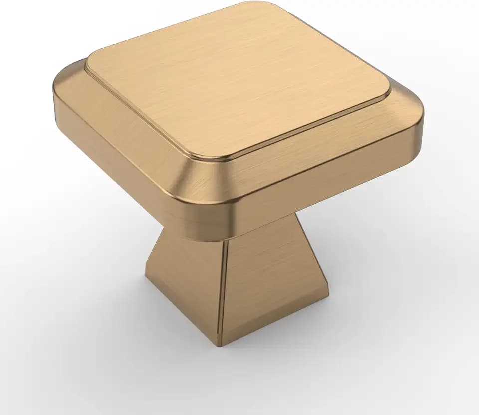 Asidrama 10 Pack Champagne Bronze Kitchen Cabinet Knobs - Brushed Brass & Gold Drawer Knobs for Dresser Drawers