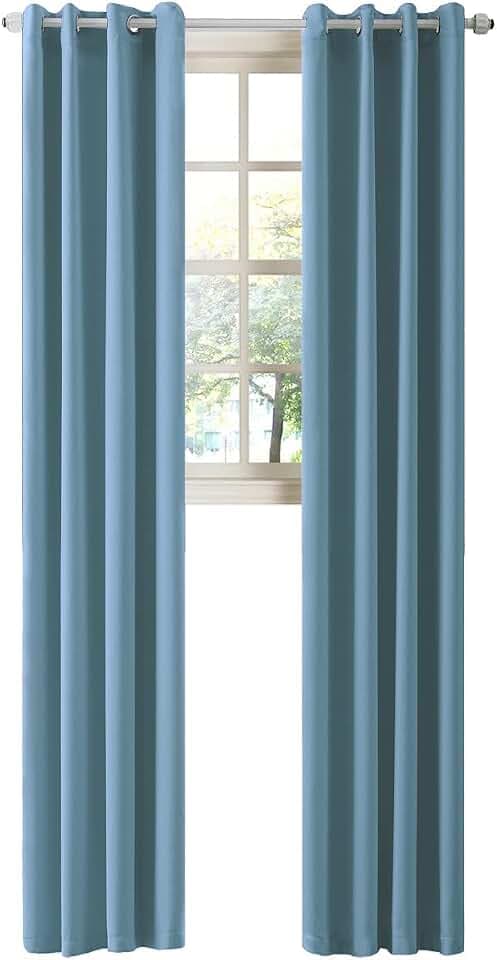LA PALMA Thermal Insulated Blackout Darkening Grommet Living Room Curtains Window Drapes for Bedroom Pack of 2 Panels