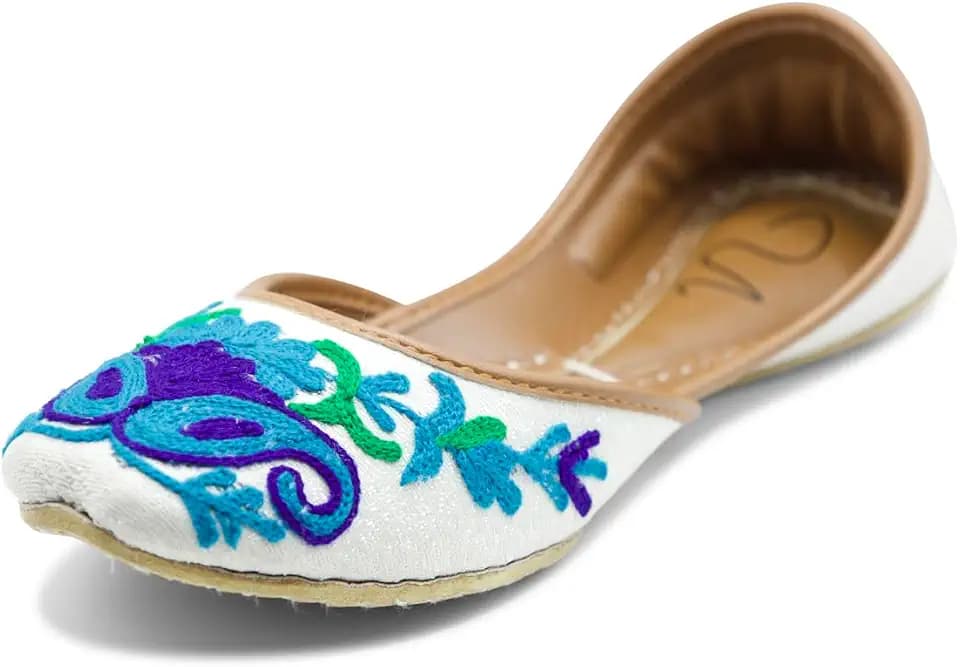 Women’s Kashmiri Shoes Embroidered Khussa Festive Jutti Ballet Flats