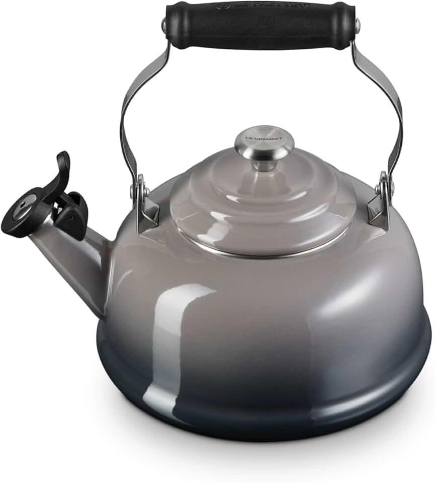 Le Creuset Enamel On Steel Whistling Tea Kettle, 1.7 qt., Oyster