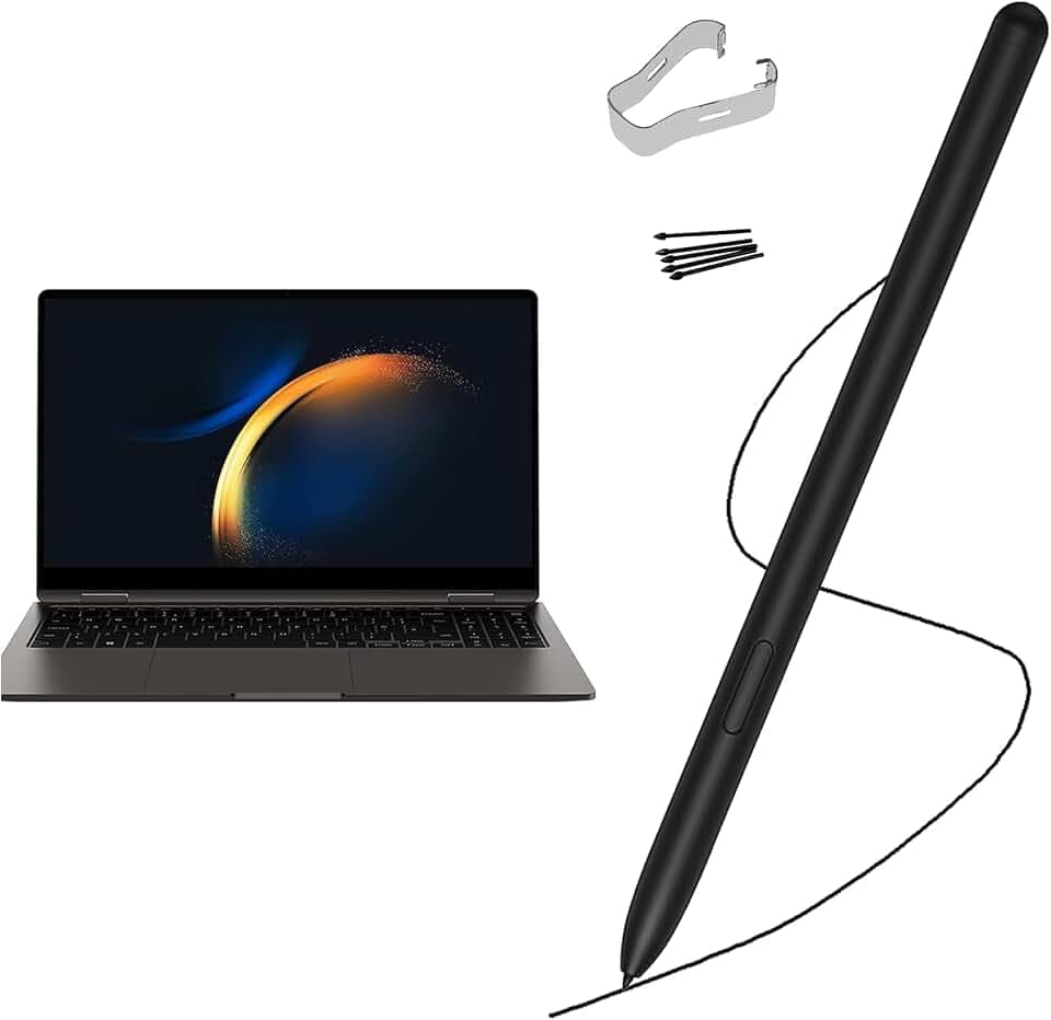 Galaxy Book Pro 360 S Pen-Stift, kompatibel mit Samsung Galaxy Book5 360, Book5 Pro 360, Book4/Pro 360, Book3/Pro 360, Galaxy Book Pro 360 ohne Bluetooth + Spitzen (schwarz)