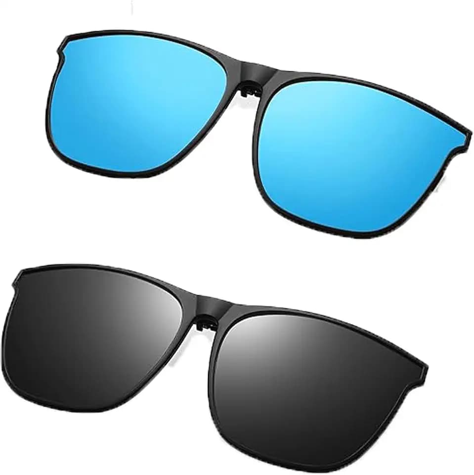 2 Stück Sonnenbrillen Clip für Brille, Sonnenbrillen Aufsatz Brille, Clip on Sonnenbrille, Aufsteck Sonnenbrille für Brillen, Sichern Sie sich Ihre sonnenbrillenaufsatz hier für Brille Herren Damen