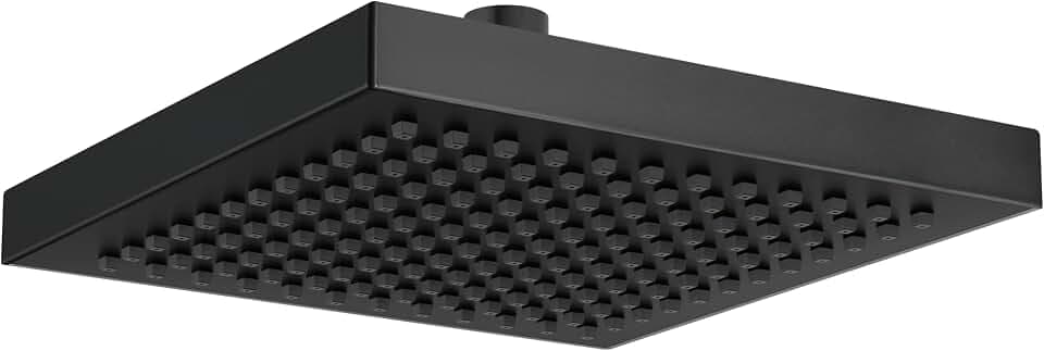 Delta Matte Black Rain Shower Head, 8 Inch Square Shower Head Rainfall, Overhead Rain Showerhead, 2.5 GPM Flow Rate, Matte Black RP50841BL