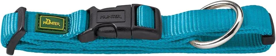 HUNTER VARIO PLUS Hundehalsung, Hundehalsband, Zugentlastung, robust, geschmeidig, Klickverschluss, M-L/2,0, petrol