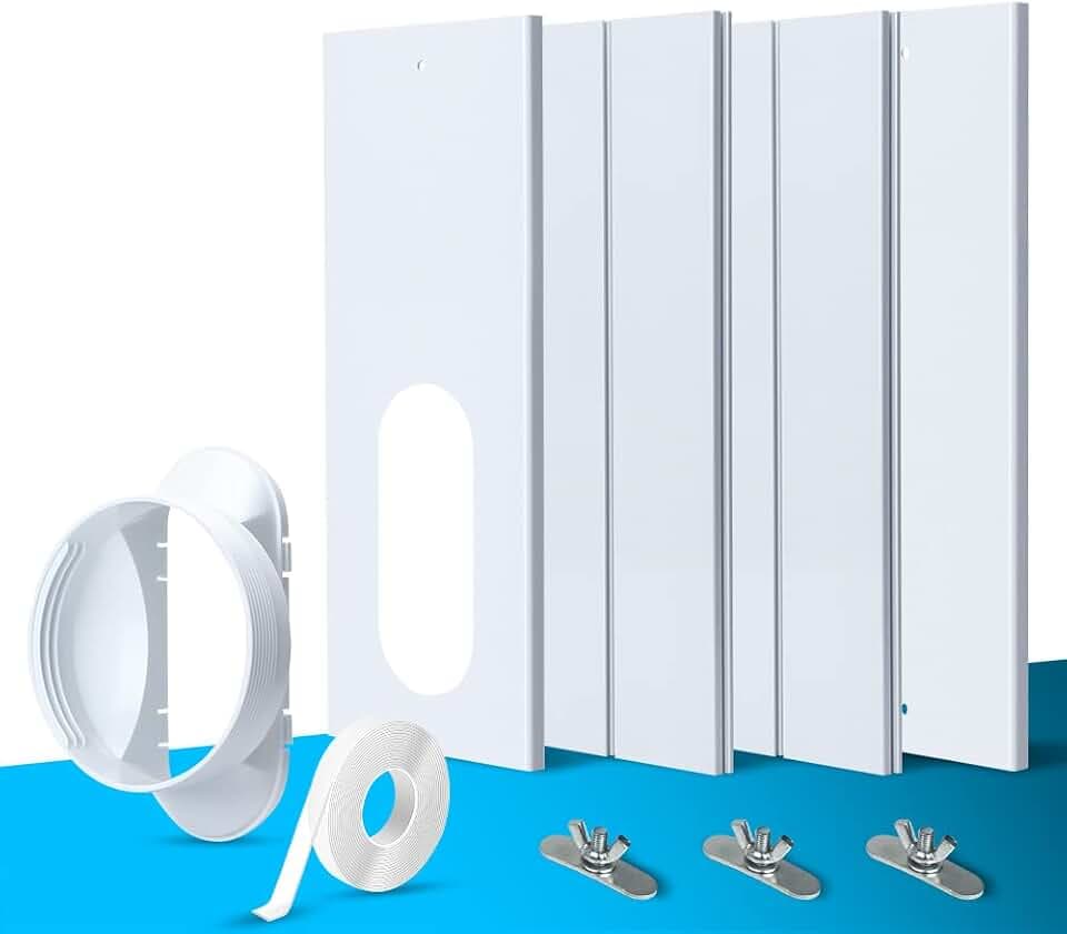 TOPOWN 4 Stück Fensterabdichtung Platte für Mobile klimageräte, Einstellbare Fenster Kit Platte für Abluftschlauch mit Durchmesser 13/15cm, für vertikal/horizontal Schiebefenster, mit Fenster Adapter
