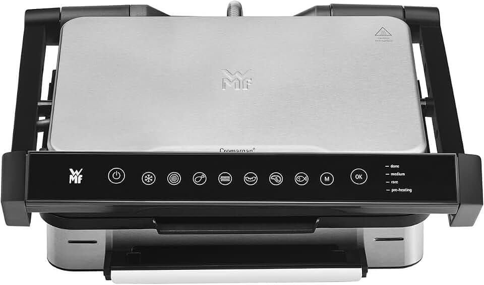 WMF Profi Plus Kontaktgrill Perfection, Elektrogrill 2000 W, 6 Programme, Sensor-Technologie, beschichtete Platten, Panini Grill, Edelstahl matt