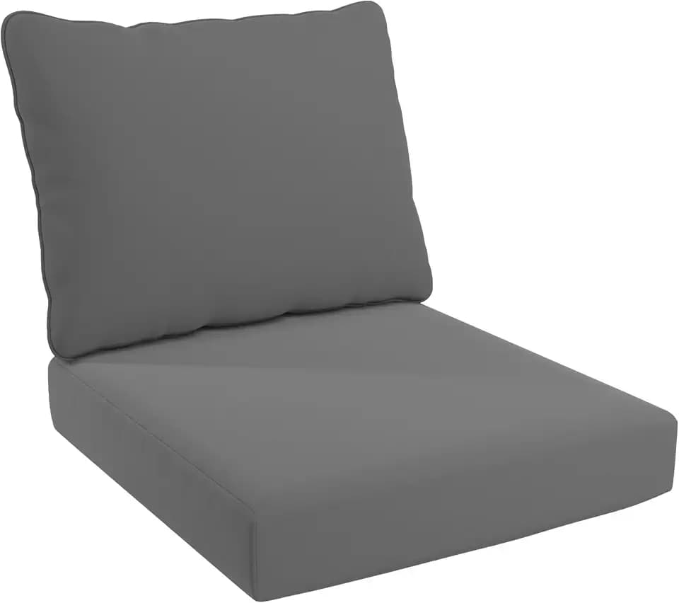 California Umbrella Outdoor Deep Seat Cushion, 24 x 48 Inch, Premium Outdoor Memory Foam, Fade Resistant Solstice Olefin Fabric, Fabric Ties, Charcoal
