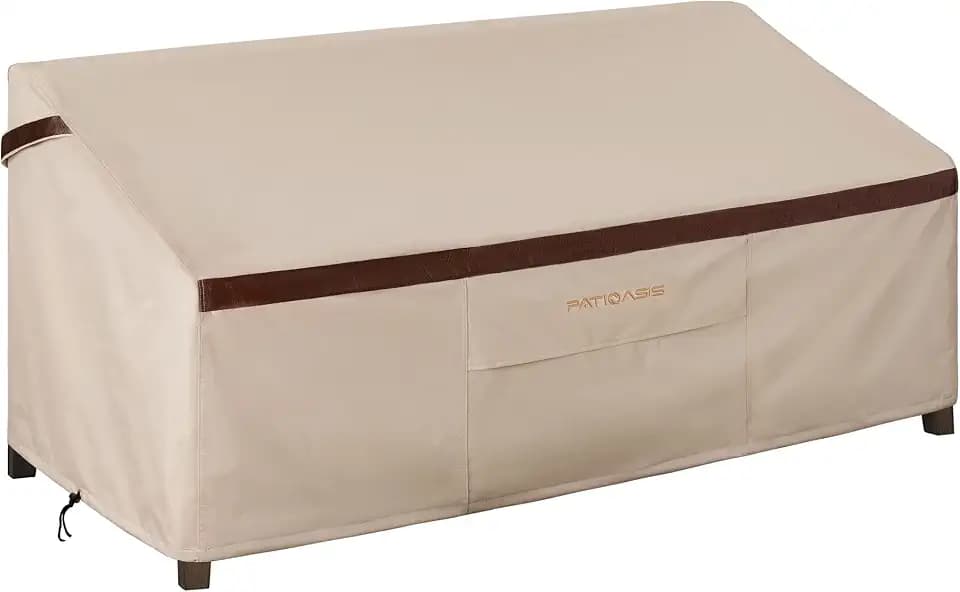 Patio Loveseat Covers Outdoor Furniture Waterproof Garden Deep Sofa Cover 62inch x 38inch x 35inch (L x W x H) Lawn 2-Seater Sofa Covers with Air Vent Beige