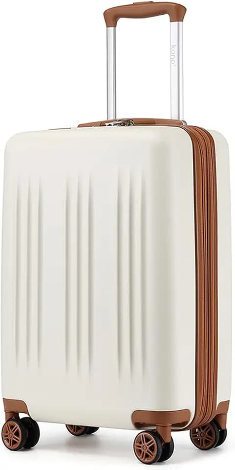 Kono Carry On Luggage 22x14x9 Airline Approved 20 Inch Expandable, Cream
