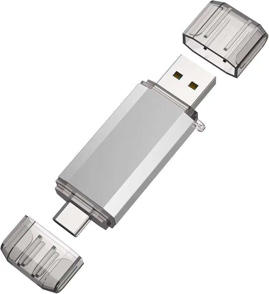 RAOYI 512GB USB C Flash Drive, 2 in 1 USB 3.0 Type C Dual OTG Metal Thumb Drive Jump Drive Memory Stick with Keychain Suitable for USB-C Smartphones, MacBook, Computers and Tablets (Silver)