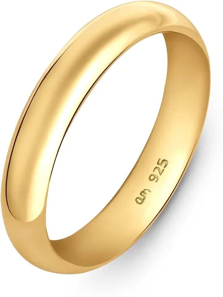 Amberta Hochzeitsringe aus 925 Sterling Silber für Damen und Herren, Eheringe mit Gelbgold- oder Roségold-Beschichtung | Eheringe für Paare 2 3 4 mm