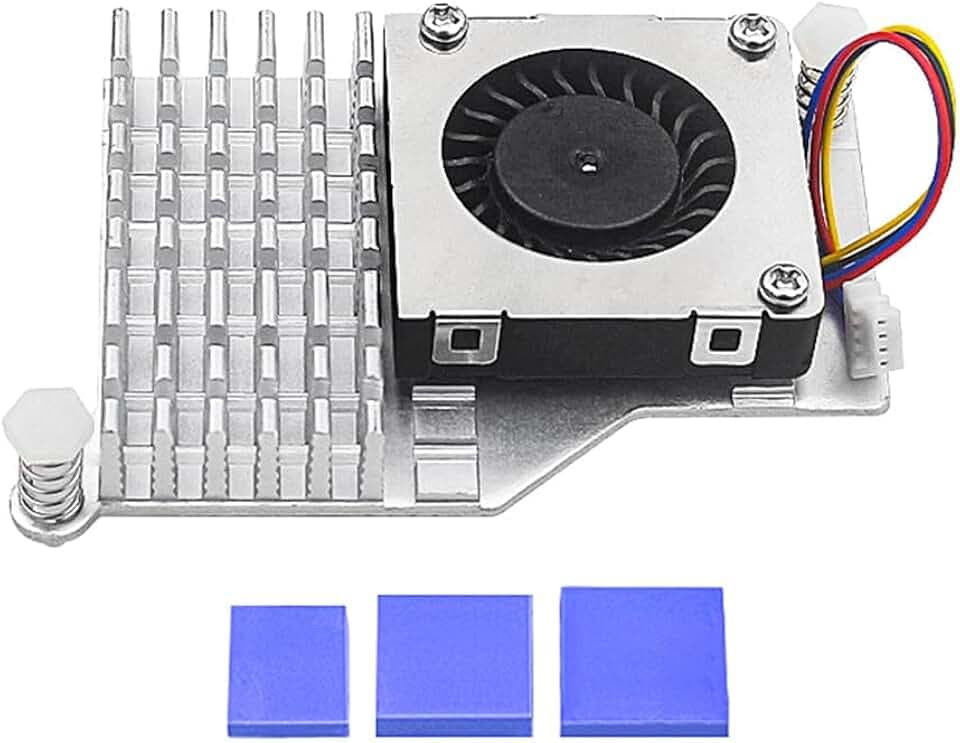 Aktiver Kühler für Raspberry Pi 5 4 GB/8 GB mit PWM-Lüfter und Aluminium-Kühlkörper (Silber)