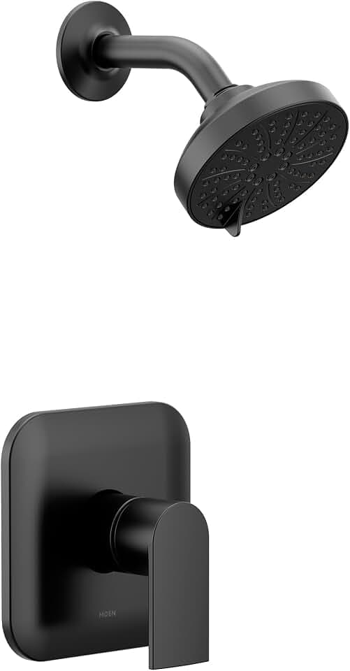 Moen Genta LX M-CORE 2-Series Shower Trim Kit with Showerhead and Lever Handle, Valve Required, Matte Black, UT2472EPBL
