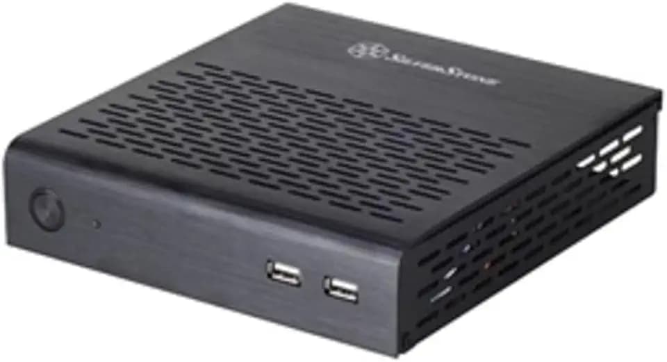 Silverstone Tek PT13B Aluminium-Abdeckung/Stahlgehäuse, dünn, Mini-ITX Media Center/HTPC Gehäuse – Schwarz