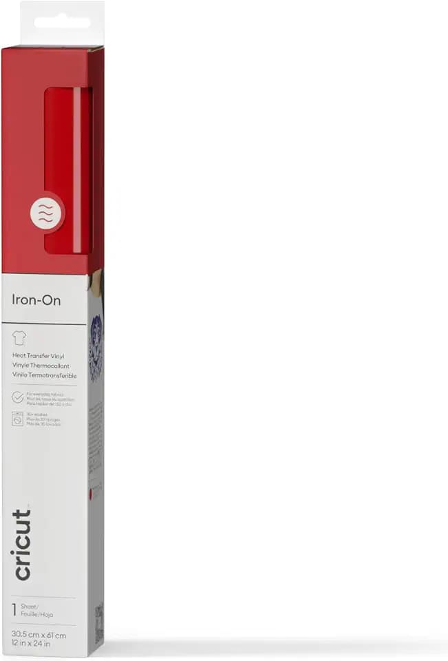 Cricut Plotterfolie Textil, 30.5cm×0.6m Flexfolie Plotter Textil, Bügelfolie für Textilien Transferfolie zum Aufbügeln für DIY T-Shirt, Stoffe(Rot)