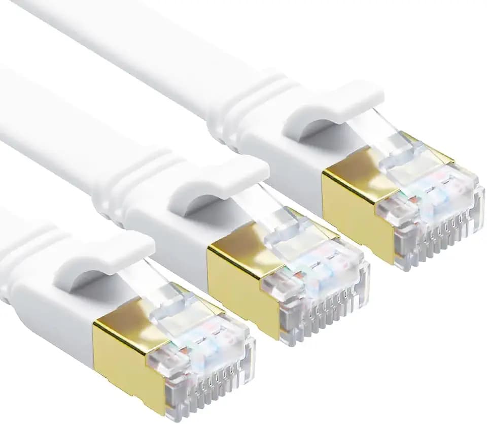Yauhody CAT 8 Ethernet Cable, 3ft 3 Pack High Speed 40Gbps 2000MHz Flat CAT8 Internet Network LAN Cable with Gold Plated RJ45 for Gaming, Router, Modem, PS4, PC, Laptop(3ft/3 Pack/White)