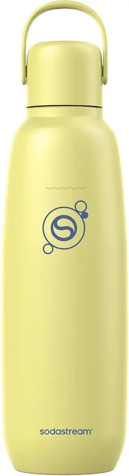 SodaStream fizz & go Edelstahlflasche 0,9L, Thermosflasche, Lemon Gelb